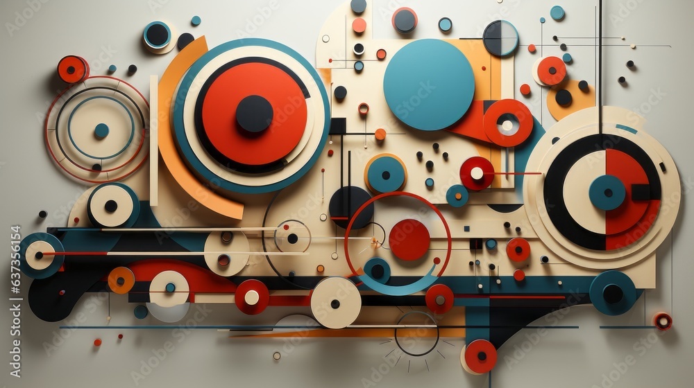 Obraz premium A chaotic swirl of bright circles and electric lines creates a captivating and energetic visual experience