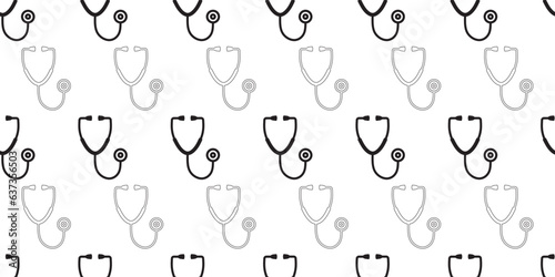 black white stethoscope seamless pattern