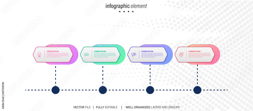 Fototapeta premium Infographic business presentation 4 options to goal. Infographic Arrows. Strategy, Marketing, Report. Vector illustration. 