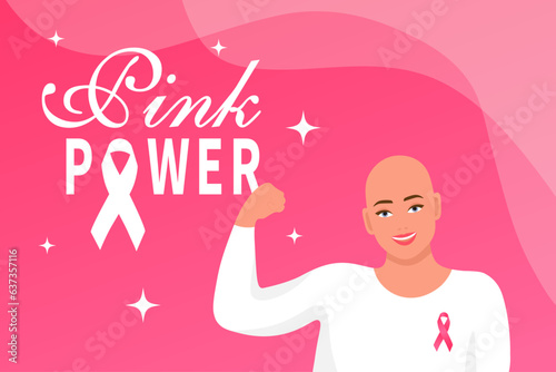 Breast cancer awareness month, landing page vector illustration
