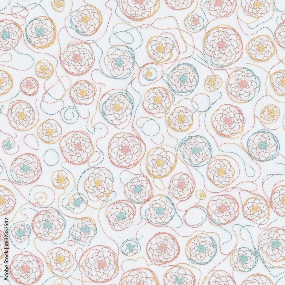 Embroidered seamless pattern of colorful flowers. AI generated. Embroidered seamless pattern of colorful flowers. AI generated.
