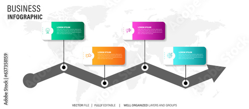 Four steps timeline infographic template vector.
