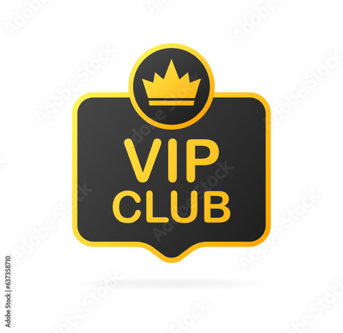 Vip club plate. Flat, yellow, VIP icon, royal club, vip club. Vector illustration