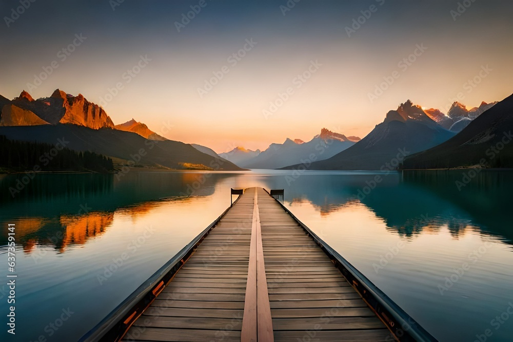 Scenic nature landscape of path near lake Scenic nature landscape of path near lake