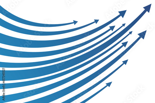 斜めに上昇するブルーの矢印のイメージ背景
