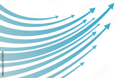 斜めに上昇するライトブルーの矢印のイメージ背景