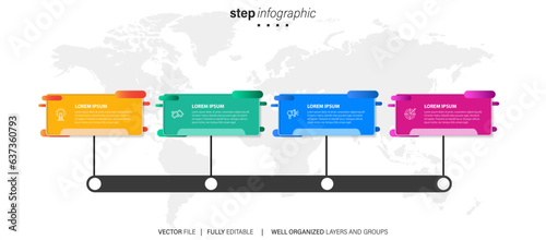 Process of circle infographic with 4 steps. Steps business timeline process infographic template
