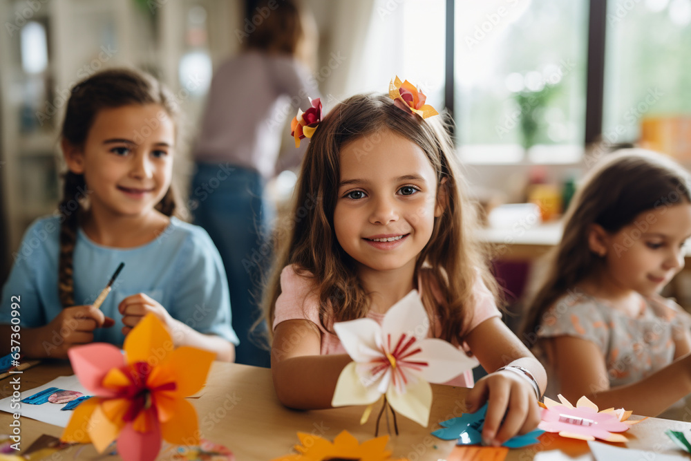 Children Crafting Rosh Hashanah Decorations with Joyful Expressions, love and happiness Children Crafting Rosh Hashanah Decorations with Joyful Expressions, love and happiness