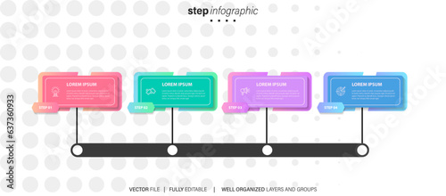 Business infographic four steps for presentation, step up infochart, vector illustration 