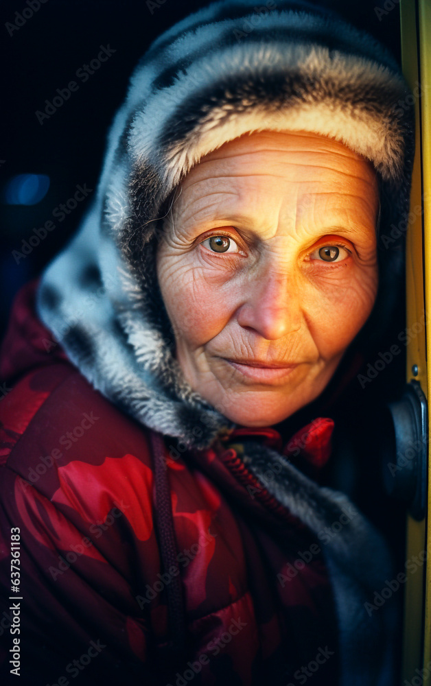 Elderly woman in warm winter clothing Elderly woman in warm winter clothing