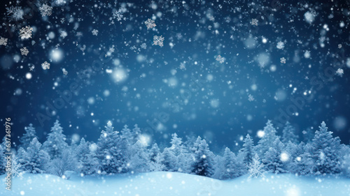 Seamless blue Christmas background with falling snow © M.Gierczyk