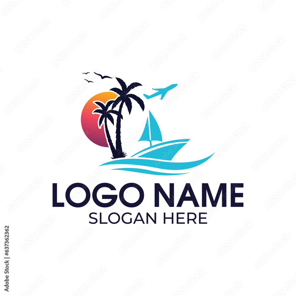 beach travel logo design
