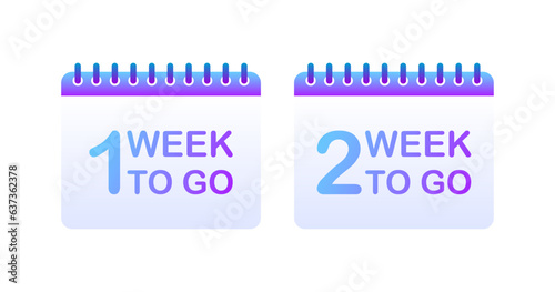 Week to go calendar. Flat, purple, 1 week to go, countdown calendar. Vector illustration