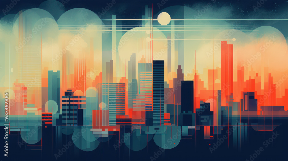 Urban Cityscape in Risography Style