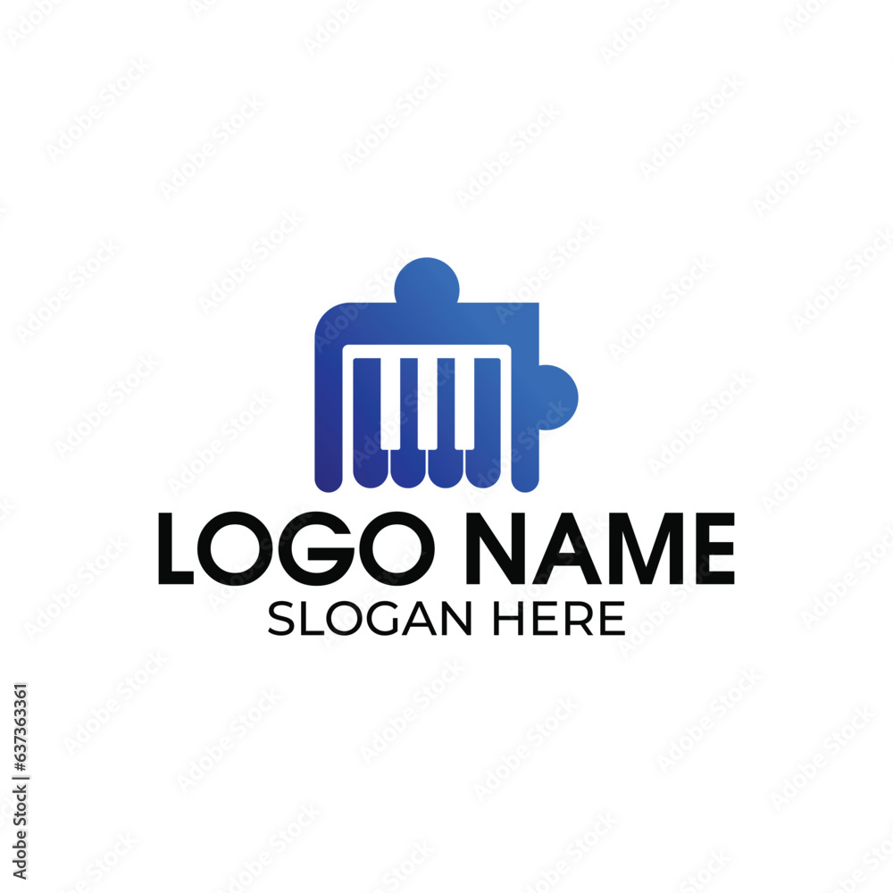 puzzle and piano logo design puzzle and piano logo design