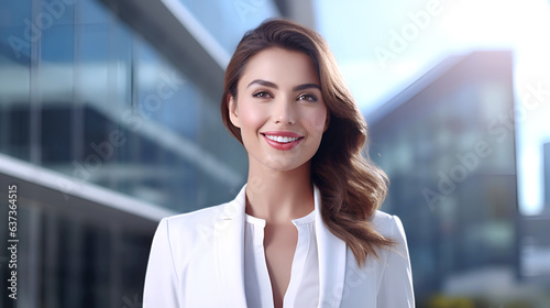 Portrait of a business woman. Young woman smiling. Generative AI