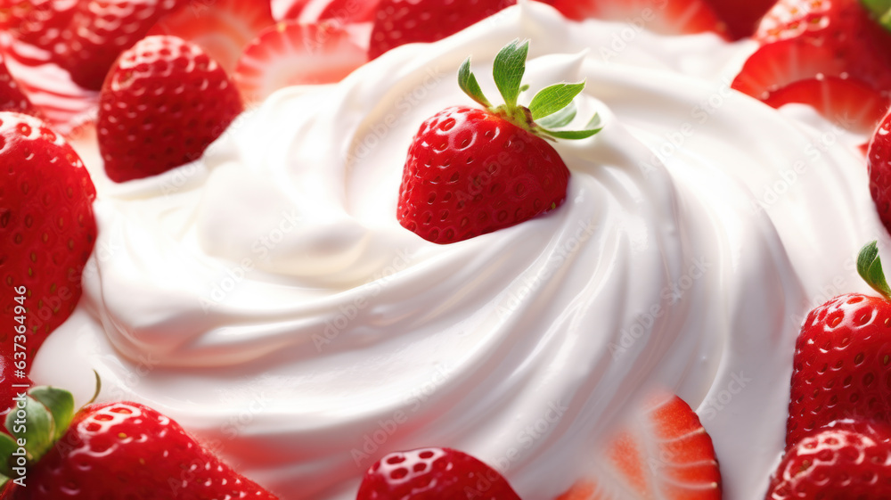 Delicious Yogurt and Strawberry Seamless Background Delicious Yogurt and Strawberry Seamless Background