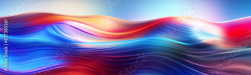 Sch  ner abstrakter futuristischer Hintergrund in welligen bunten leuchtenden Farben f  r Webdesign und Drucksachen als Vorlage in Querformat f  r Banner  ai generativ
