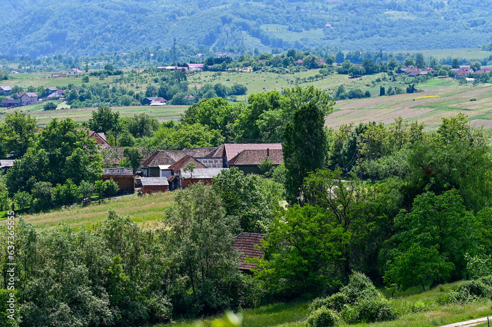 Rumänien - Bauernhöfe liegen idyllischen in der grünen Natur des Apuseni Nationalparks in Rumänien
