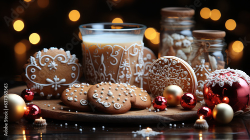Gingerbread cookies arranged in a festive scene for Christmas celebration