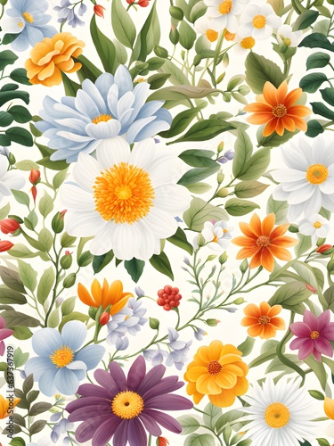 beautiful pattern with flowers and leaves