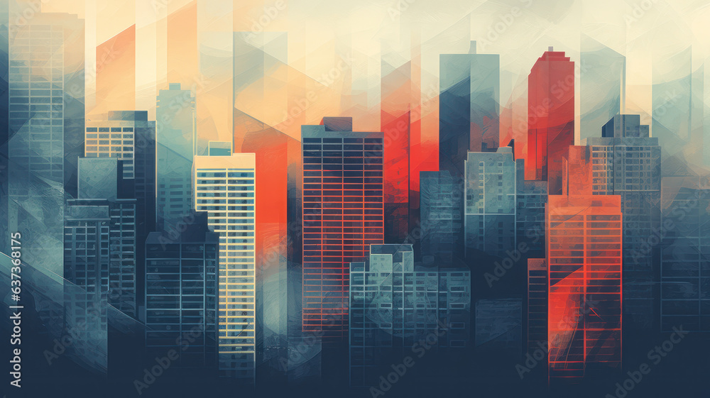 Urban Cityscape in Risography Style