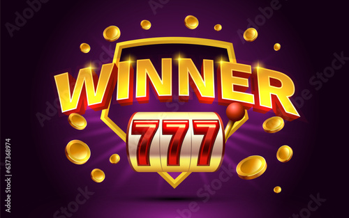 Winner slots icons, slot sign machine, night Vegas. Vector illustration