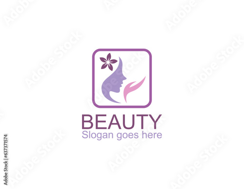 Fototapeta Naklejka Na Ścianę i Meble -  Beauty woman fashion logo. soft purple Abstract vector template linear style on a white background