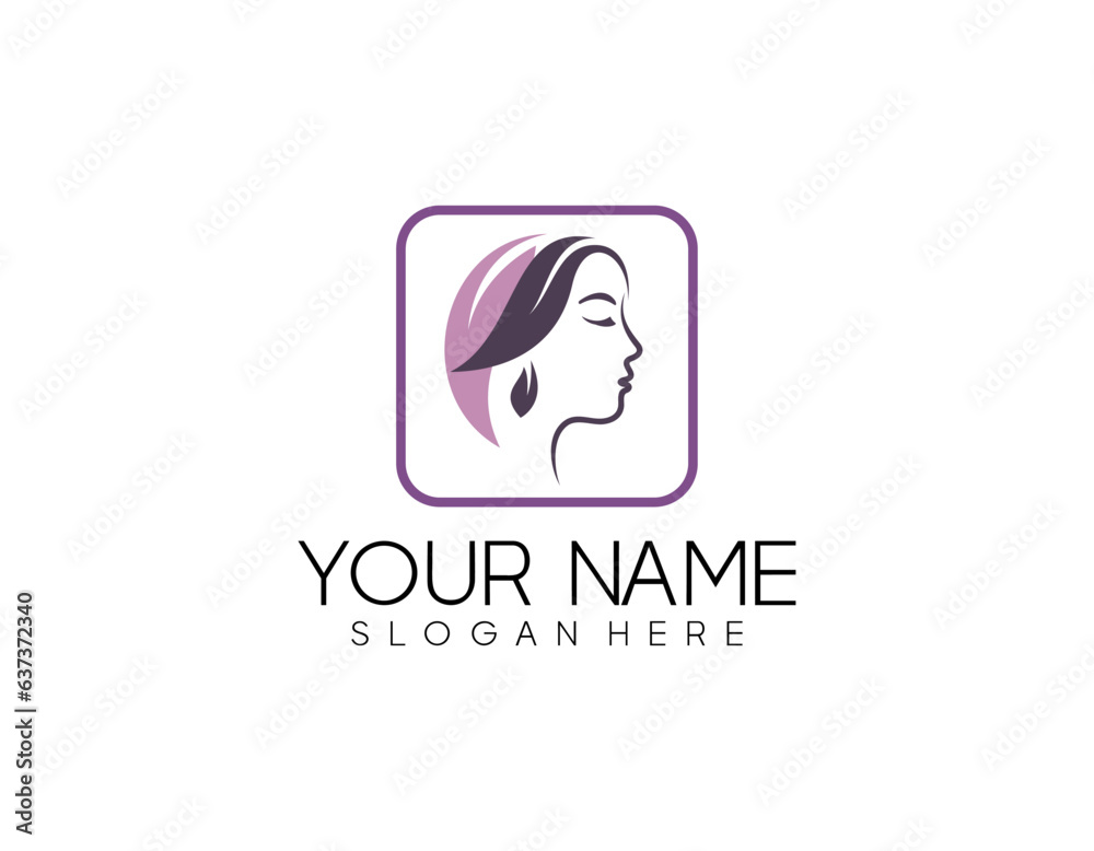 Natural Beautiful woman's face flower logo with gold gradient and business card design for beauty salon Premium Vector. part 2