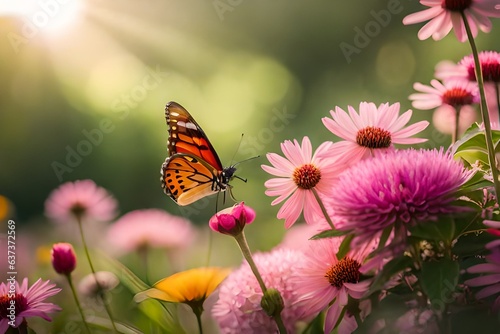 butterfly on a flower generated Ai