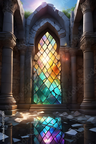 stained glass window in church, Generative AI