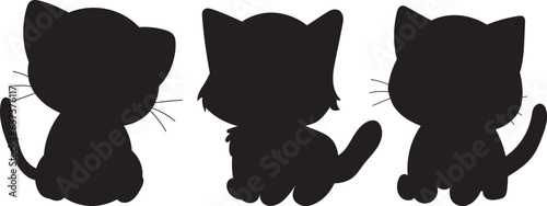 silhouette kittens sitting character vector