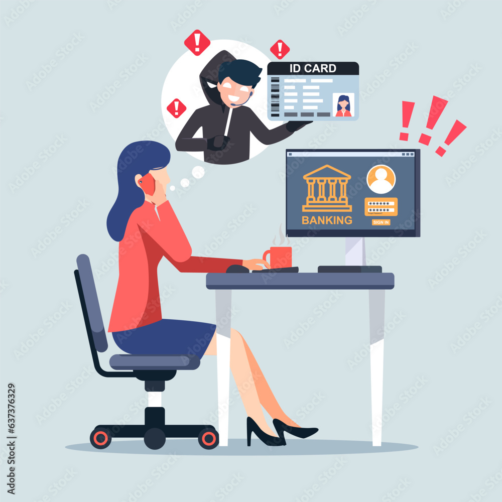 Thief disguised calls center on smartphones attacks a businessman. Hacker fraud scam and steal private data on devices. Vector illustration flat design for cyber security awareness concept.
