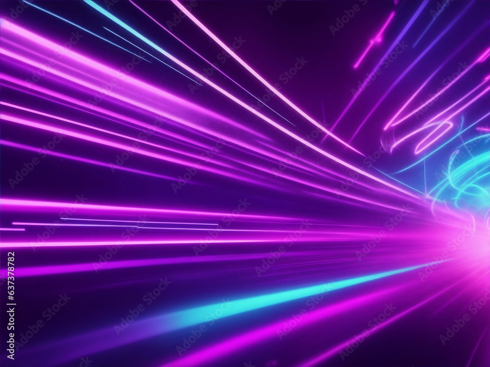 Abstract futuristic background with PINK blue glowing neon moving high-speed wave lines and bokeh lights. Data transfer concept. Fantastic wallpaper.