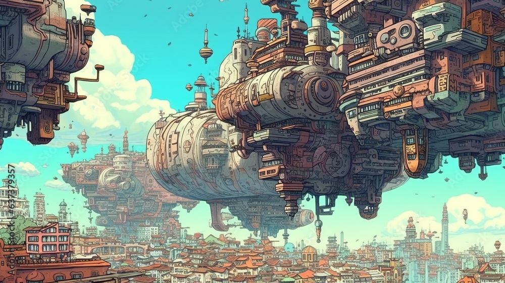 city in a sci-fi setting . Fantasy concept , Illustration painting. city in a sci-fi setting . Fantasy concept , Illustration painting.