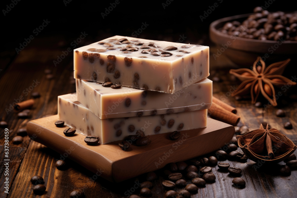 Handmade soap with coffee beans. Handmade soap with coffee beans.