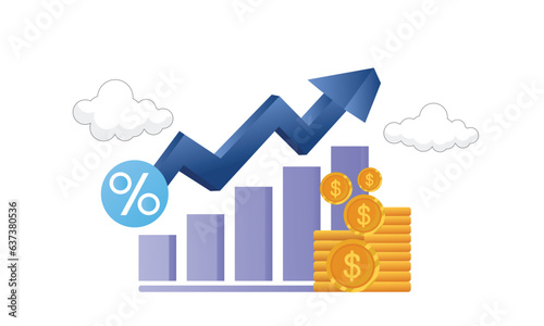 Investment management money growth and profit.on white background.Vector Design Illustration.