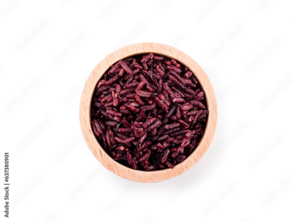 cooked red rice in white bowl on white background cooked red rice in white bowl on white background