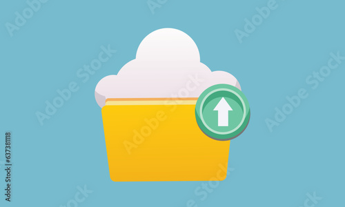 Cloud storage icon digital file organization.on blue background.Vector Design Illustration.