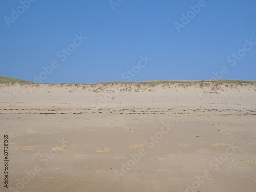 The sand dunes on the Atlantic shore. Cap Ferret, France, summer 2023.