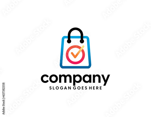 shop logo with bag icon for e commerce and store logo