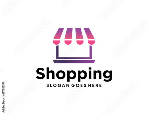 shop logo with bag icon for e commerce and store logo