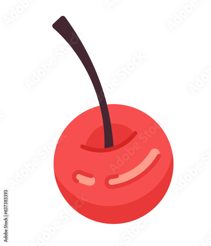 Tasty cherry fruit semi flat colour vector object. Decor for desserts. Juicy fruit. Editable cartoon clip art icon on white background. Simple spot illustration for web graphic design