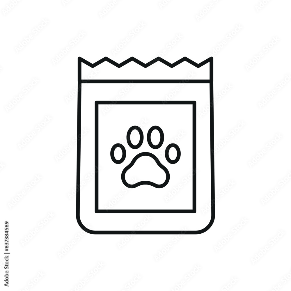 Animal feed package icon vector illustration. Bag of cat or dog food on isolated background. Food sign concept. Animal feed package icon vector illustration. Bag of cat or dog food on isolated background. Food sign concept.