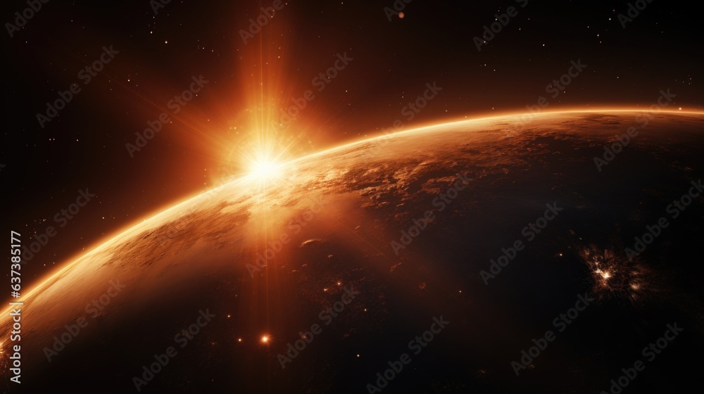 Fototapeta premium The sun's radiance illuminates life on Earth, narrating the story of existence, the beauty of nature, and the creation of civilizations