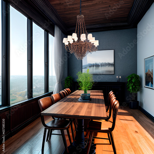 3d illustration of high-end, luxury and stylish apartment interior architecture.