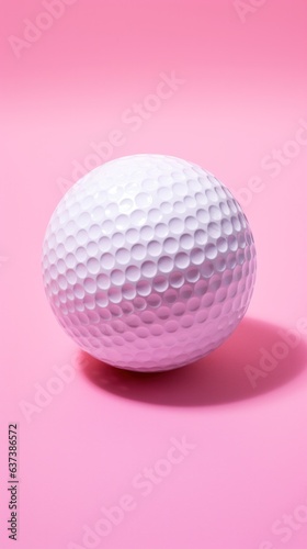 Golf ball on pink background vertical orientation.