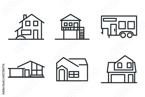 Set of home icons of different styles of houses