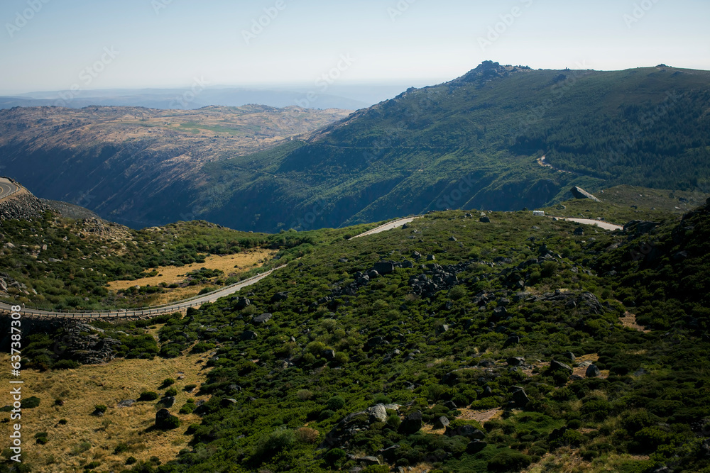 Winding road in the mountains of the Serra da Estrela is the highest mountain range in Continental Portugal.