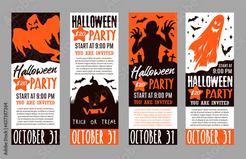 Halloween party colorful set flyers